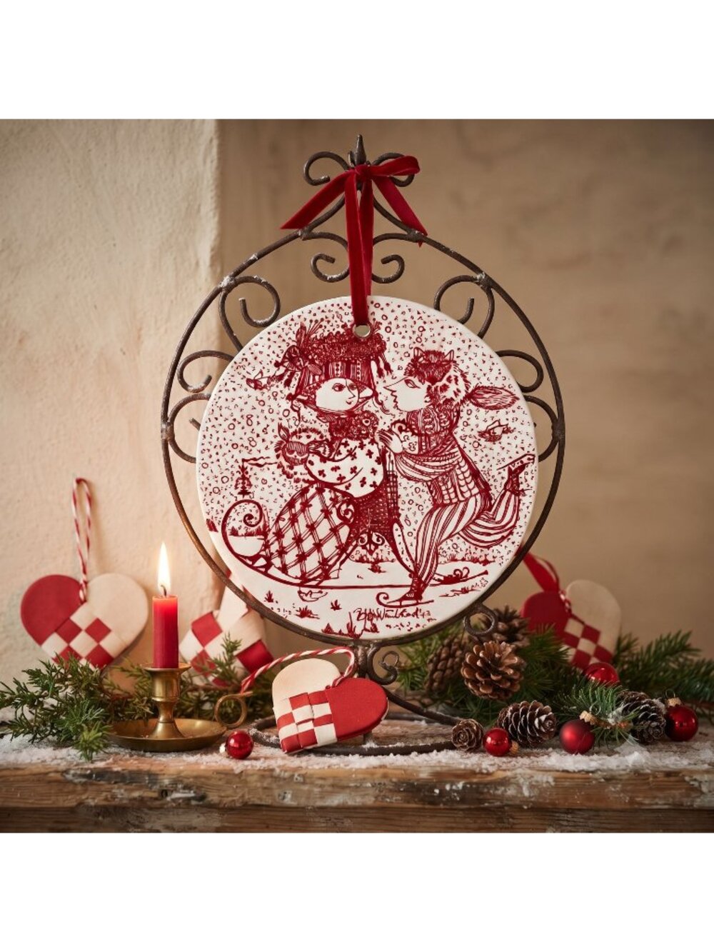 Bjorn Wiinblad Nymolle Denmark Ceramic Wall Plaque January 5.8" Winter Art